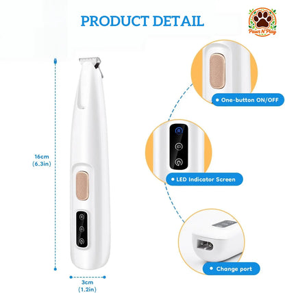 Multifunctional Waterproof Rechargeable Pet Hair Trimmer with LED Light for Grooming Small Dogs and Cats - Quiet Operation at 50dB