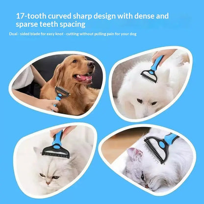 Pain-Free Dematting Undercoat Rake for Pets, Double-Sided Shedding Brush, Effective Tangles Remover Tool for Dogs & Cat Comb , Reduces Loose Hair & Mats Easily Summervibers