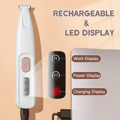 Multifunctional Waterproof Rechargeable Pet Hair Trimmer with LED Light for Grooming Small Dogs and Cats - Quiet Operation at 50dB