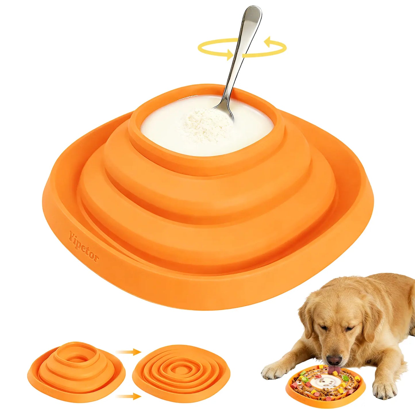 Yipetor Zen Disc: Sensory Calming Tool for Anxious Paws Lick Mat & Slow Feeder,Funnel-Center Foldable Silicone Lick Pad,Bpa Free, Easy to Clean & Dishwasher Safe, GDV Risk Reduction Puzzle Feeder for Semi-Moist Treats, for All Breeds Summervibes Petlovers