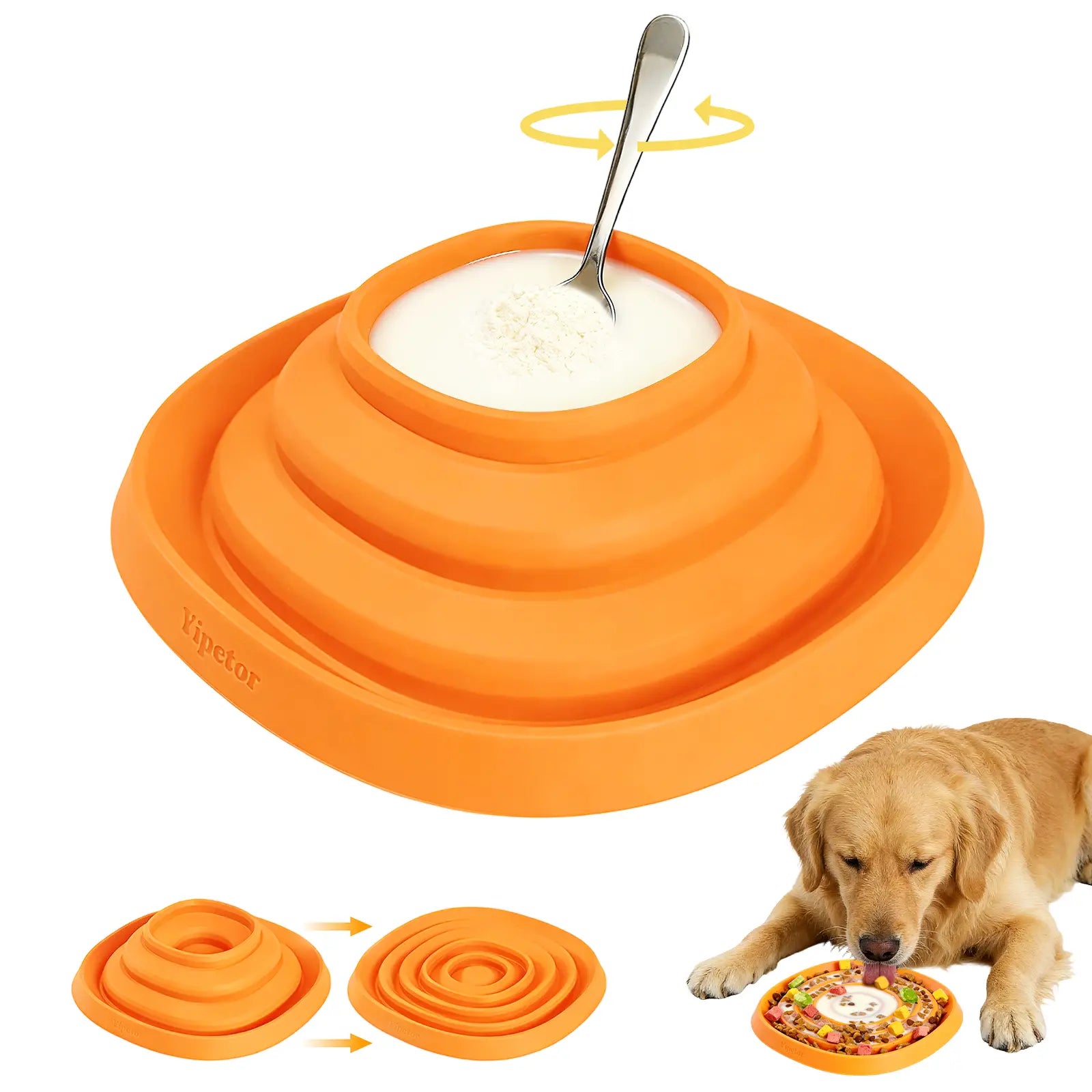 Yipetor Zen Disc: Sensory Calming Tool for Anxious Paws Lick Mat & Slow Feeder,Funnel-Center Foldable Silicone Lick Pad,Bpa Free, Easy to Clean & Dishwasher Safe, GDV Risk Reduction Puzzle Feeder for Semi-Moist Treats, for All Breeds Summervibes Petlovers