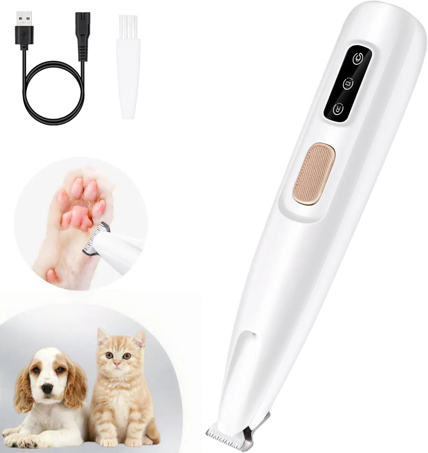 Multifunctional Waterproof Rechargeable Pet Hair Trimmer with LED Light for Grooming Small Dogs and Cats - Quiet Operation at 50dB