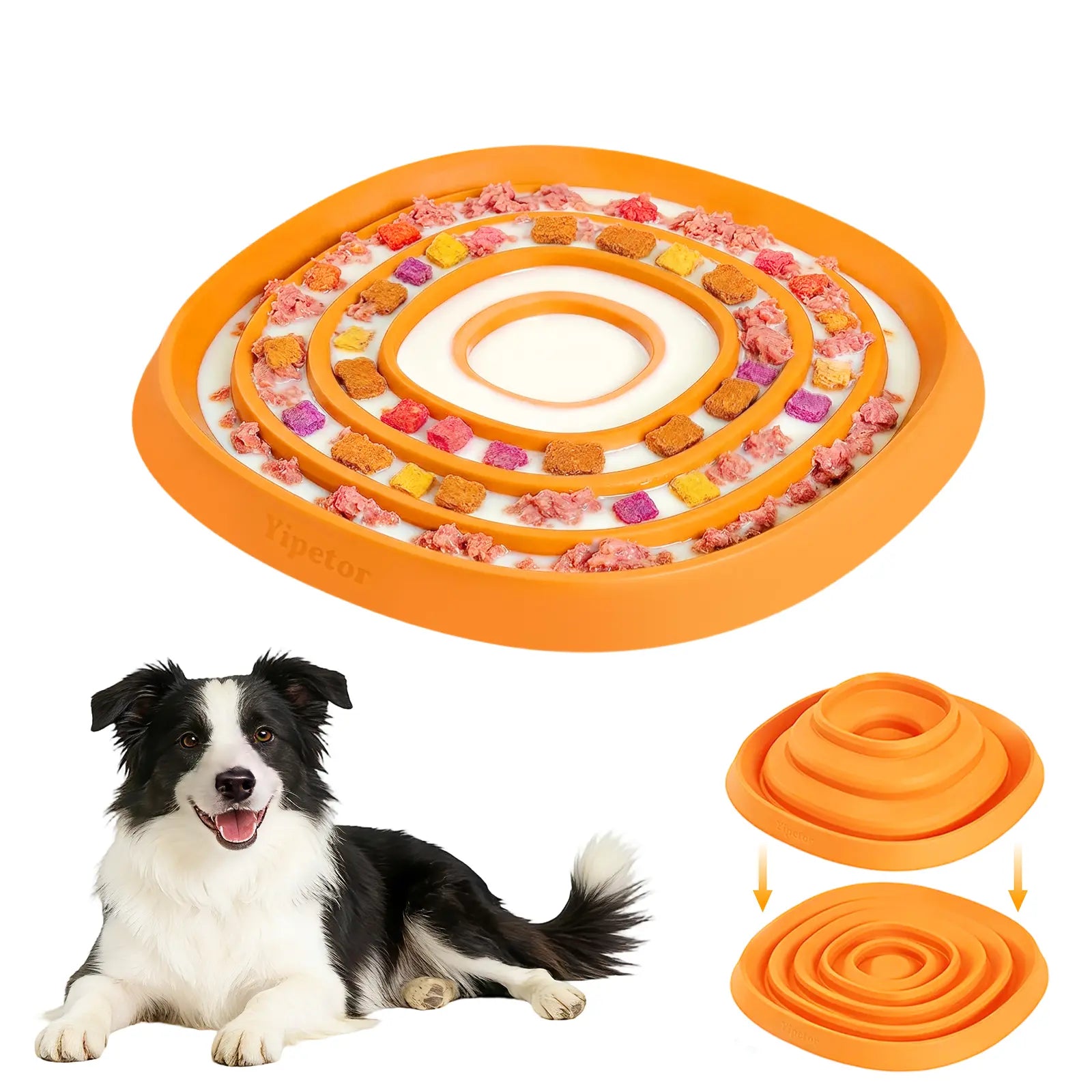 Yipetor Zen Disc: Sensory Calming Tool for Anxious Paws Lick Mat & Slow Feeder,Funnel-Center Foldable Silicone Lick Pad,Bpa Free, Easy to Clean & Dishwasher Safe, GDV Risk Reduction Puzzle Feeder for Semi-Moist Treats, for All Breeds Summervibes Petlovers