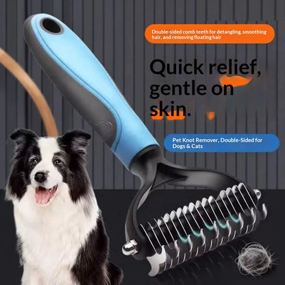 Pain-Free Dematting Undercoat Rake for Pets, Double-Sided Shedding Brush, Effective Tangles Remover Tool for Dogs & Cat Comb , Reduces Loose Hair & Mats Easily Summervibers