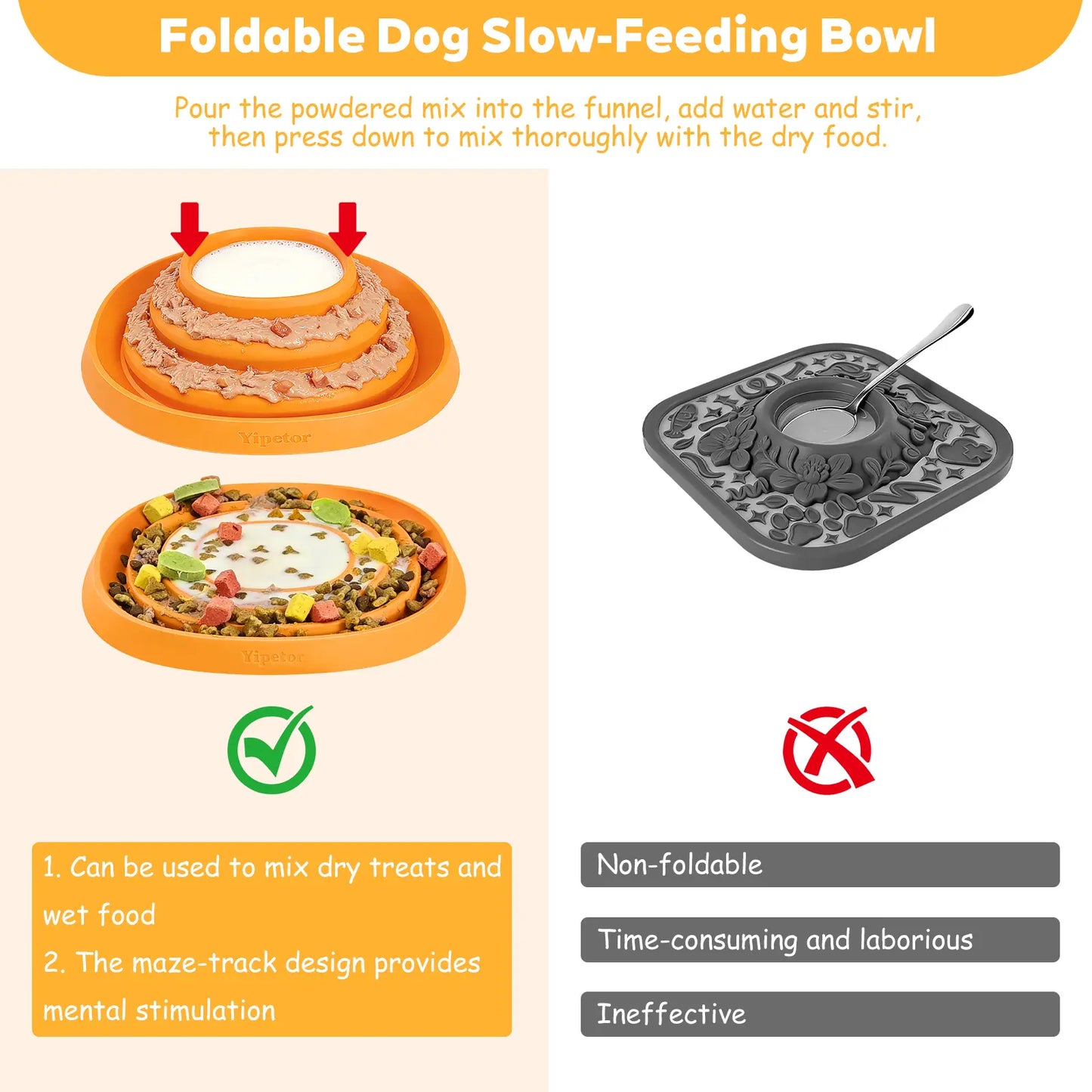 Yipetor Zen Disc: Sensory Calming Tool for Anxious Paws Lick Mat & Slow Feeder,Funnel-Center Foldable Silicone Lick Pad,Bpa Free, Easy to Clean & Dishwasher Safe, GDV Risk Reduction Puzzle Feeder for Semi-Moist Treats, for All Breeds Summervibes Petlovers