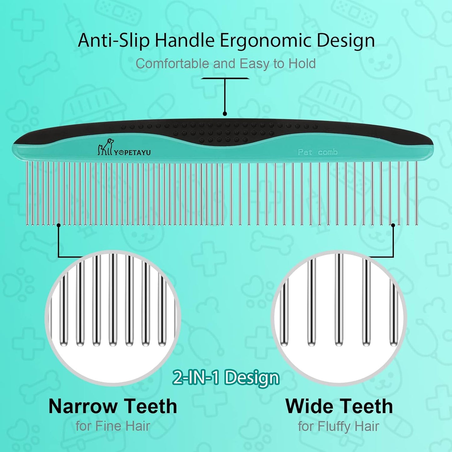 Dog Brush for Shedding, Self-Cleaning Slicker Brush, Short & Long Haired Pets, Removes Mats, Tangles, Loose Fur, Gentle on Skin, Ideal for Small, Medium, Large Dogs, Pet Comb, Aqua Green