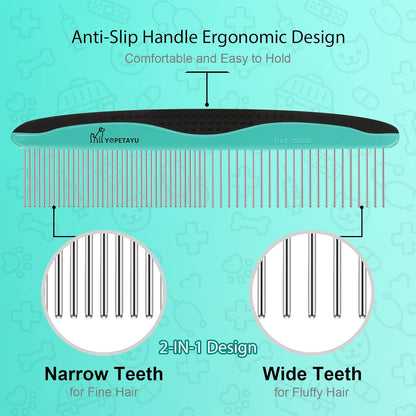 Dog Brush for Shedding, Self-Cleaning Slicker Brush, Short & Long Haired Pets, Removes Mats, Tangles, Loose Fur, Gentle on Skin, Ideal for Small, Medium, Large Dogs, Pet Comb, Aqua Green