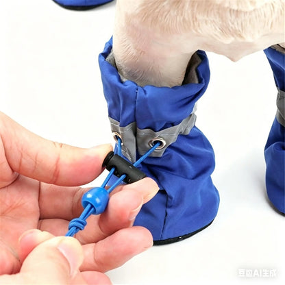 Pet Rain Boots - Spring Storm Waterproof, Non-Slip, Soft Comfortable, Adjustable Secure Fit, Wear-Resistant Paw Protection, Mud & Dirt Proof, Easy-Clean Foldable Shoes for Dogs & Cats for Outdoor Rainy Days